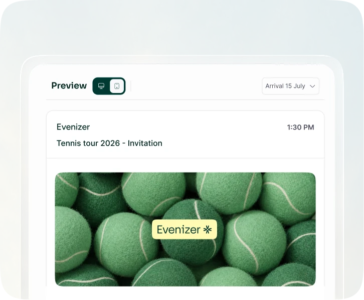 The Evenizer invitation portal as the guest sees it